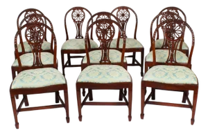 Vintage English Regency Dining Chairs in Mahogany, 1950s, Set of 10