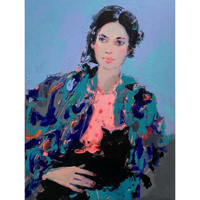 Not Yet Made - Made To Order Liliya Nikolova, The Girl with the Black Cat II, Oil on Canvas For Sale - Image 5 of 5