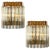 Murano Glass and Gilt Brass Sconces with Grey Stripes in the style of Venini, Italy, 1970s, Set of 2 For Sale