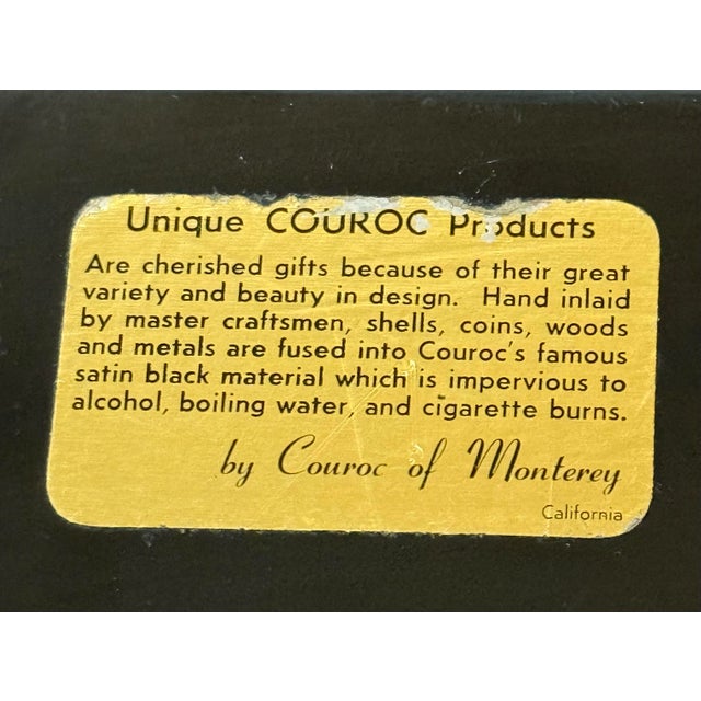 Black Vintage Couroc of Monterey "Herbs & Spices" Mid‑Century Modern Hand‑Inlaid Serving Tray — 18" X 12½" For Sale - Image 8 of 12