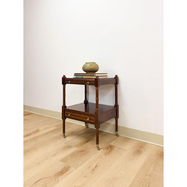 Wood Vintage Mahogany Traditional Side Table Pullout Tray Regency Style Accent For Sale - Image 7 of 17