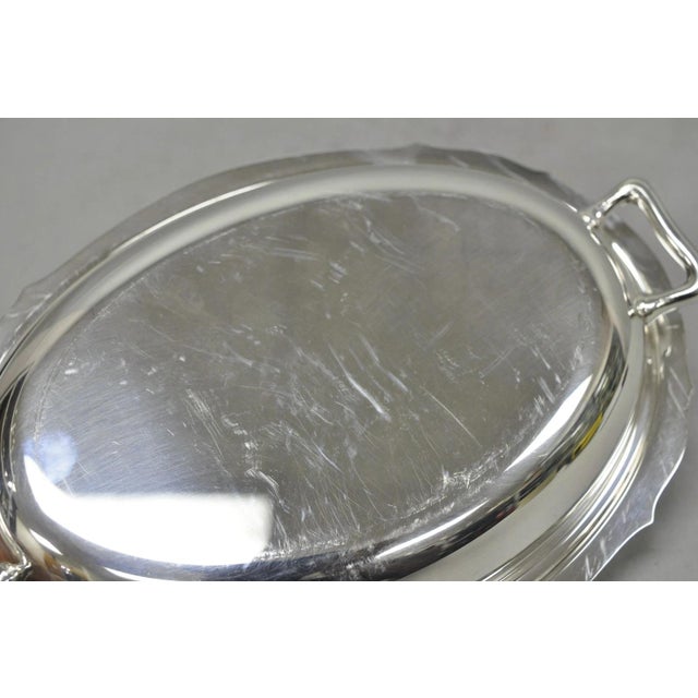 Metal Vintage Towle 4046 Silver Plated Oval Covered Vegetable Serving Dish Platter For Sale - Image 7 of 13