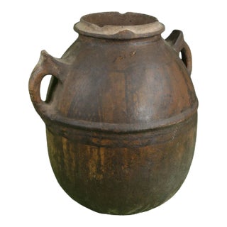 Berber Water Vessel W/ Tattoos & Handles For Sale