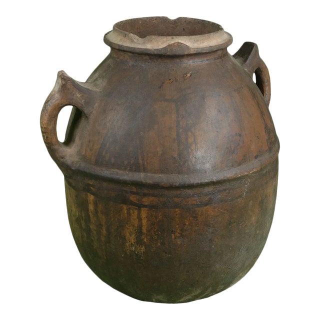 Berber Water Vessel W/ Tattoos & Handles For Sale