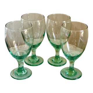 Vintage Libbey Green Tinted Wine Glasses - Set of 4 For Sale