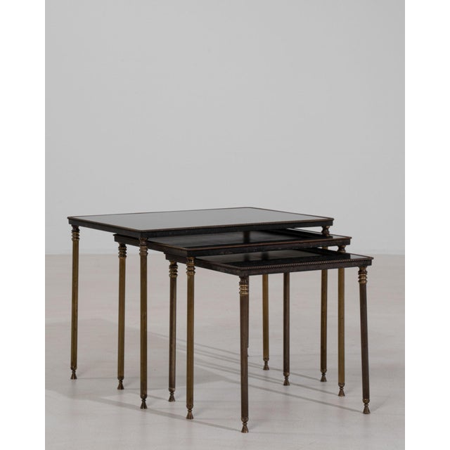 19th Century France Red Brass Nesting Table For Sale - Image 9 of 11