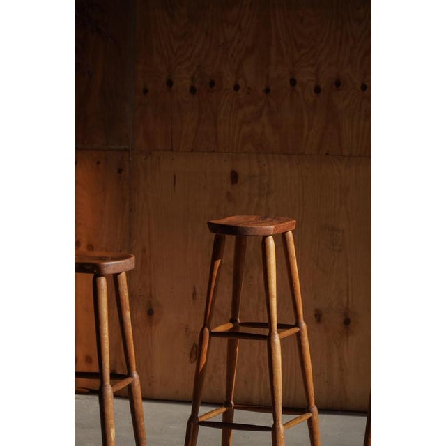 Vintage Rustic Pine Bar Stools, 1930s, Set of 4 For Sale - Image 11 of 18