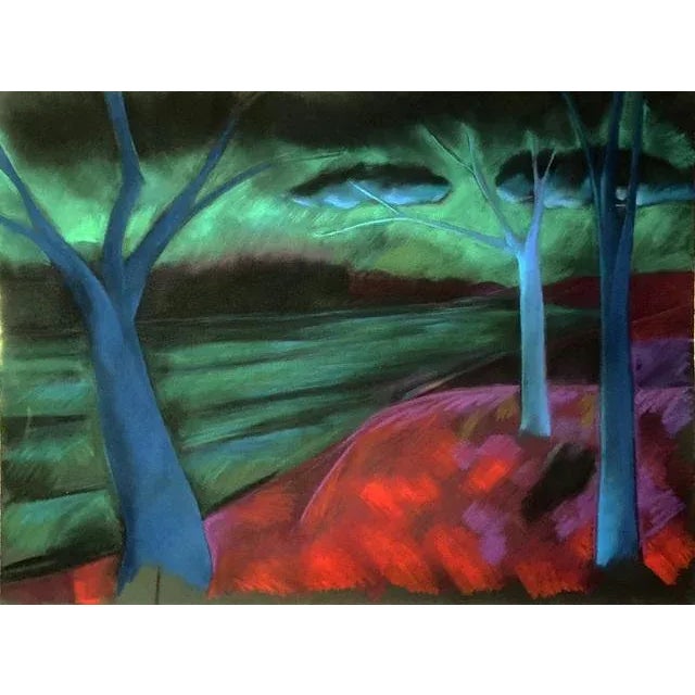 Daniel Brice 1990s Untitled Original Fauvist Landscape Pastel Drawing on Paper For Sale