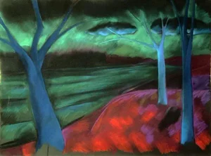 Daniel Brice 1990s Untitled Original Fauvist Landscape Pastel Drawing on Paper