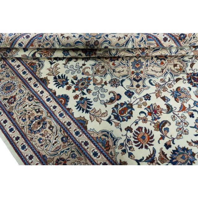 Hand-Knotted Cork Wool Kashmar Rug with Floral Design, 1990s For Sale - Image 10 of 13