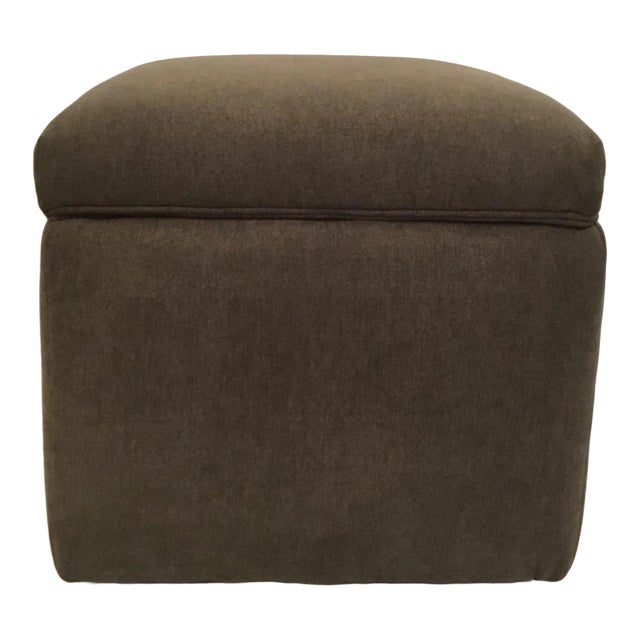 Transitional Dark Gray Storage Ottoman For Sale