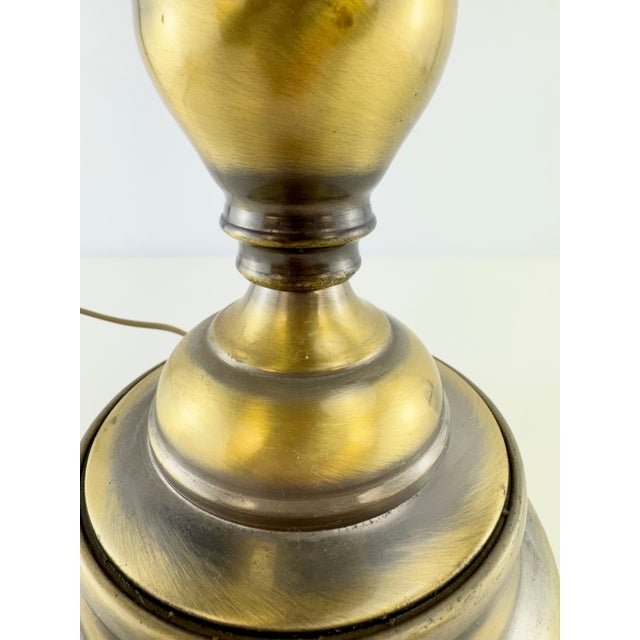 Metal Vintage Hollywood Regency Antique Brass Candlestick Table Lamp With Black Shade For Sale - Image 7 of 13