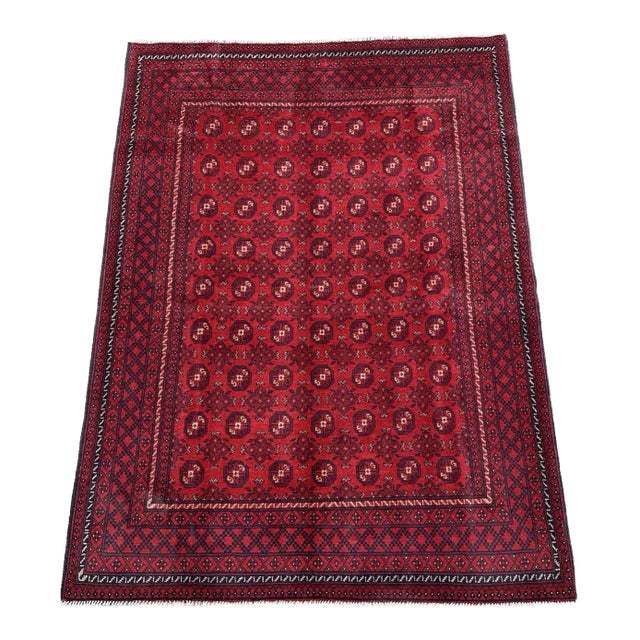 Hand Knotted Afghan Rug Turkomen Mowri Rug For Sale