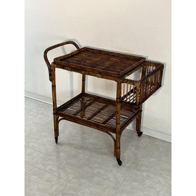 Vintage Italian Bamboo Bar Trolley, 1950s For Sale - Image 17 of 17