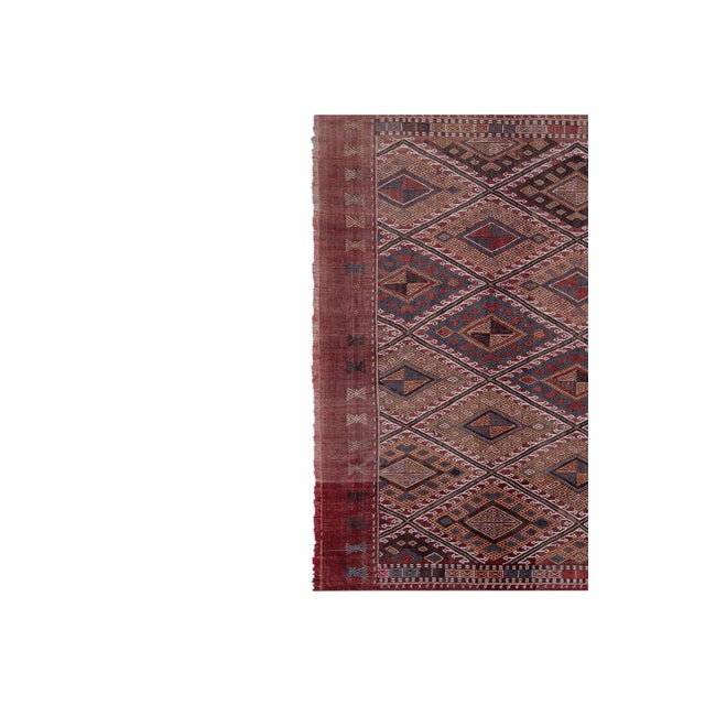 Mid-Century Modern Turkish Jajim Kilim Rug 5'3'' X 7'9'' For Sale - Image 3 of 11