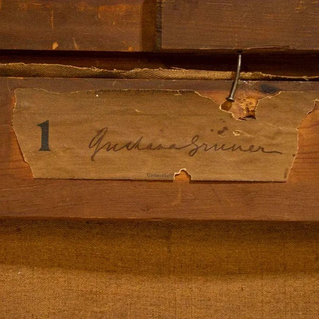 Original Oil on Canvas Portrait of Girl Standing With Bouquet of Flowers by Gustava Emilie Grüner For Sale - Image 9 of 10