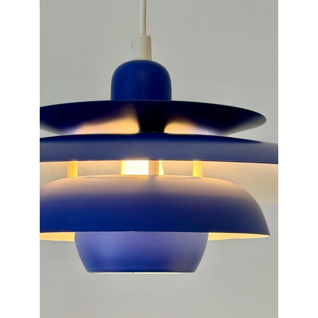 1980s Vintage Scandinavian Blue Multi-Shade Pendant Lamp from El-Light, Denmark, 1970s For Sale - Image 5 of 8