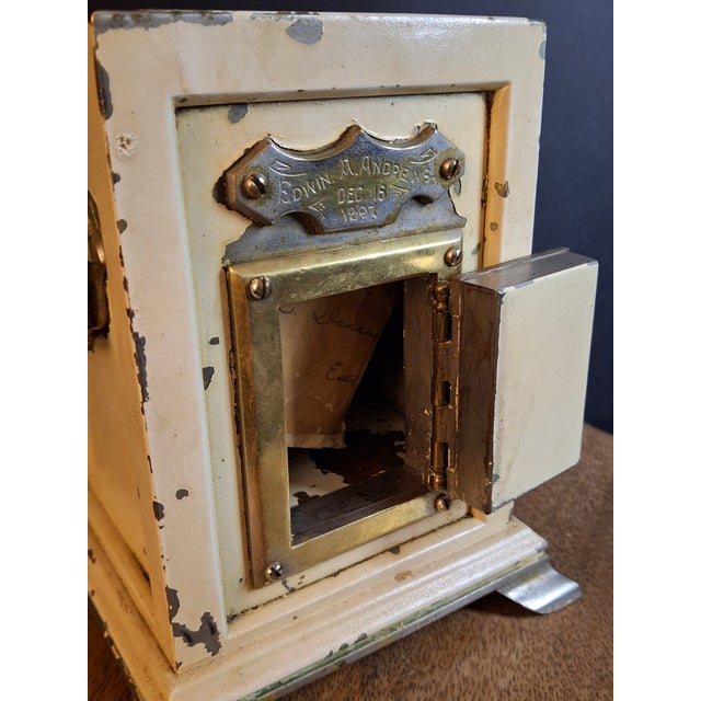 Rare 1897 Custom Cast Iron Safe Bank Engraved Plaque Brass Door Provenance Bertoia 8.6lb For Sale - Image 9 of 18