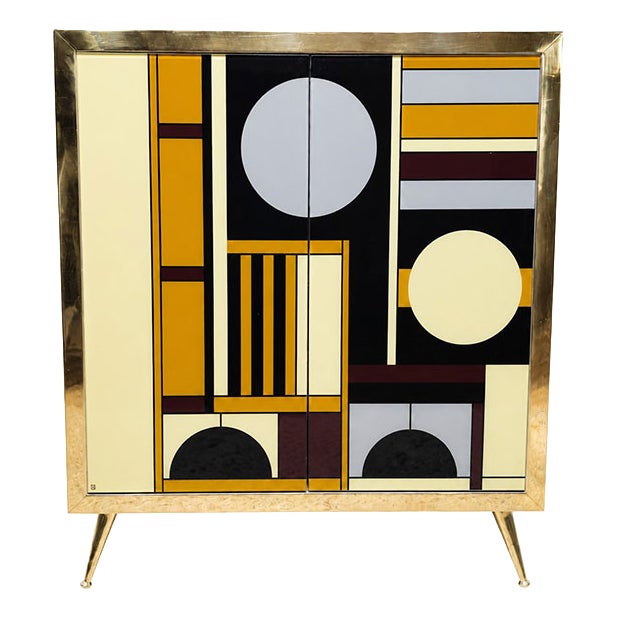 Murano Glass 2-Door Sideboard, 1980s For Sale