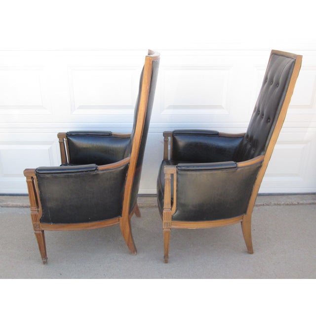 Mid 20th Century Pair Mid Century Modern Hollywood Regency High Back Armchairs For Sale - Image 5 of 12