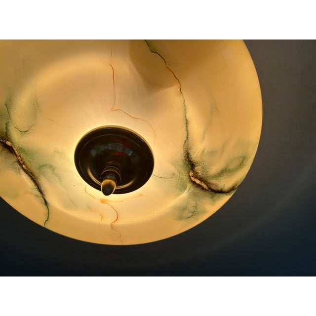 Art Deco Pendant Light in Amber Green Marble Glass, 1930s For Sale - Image 17 of 18