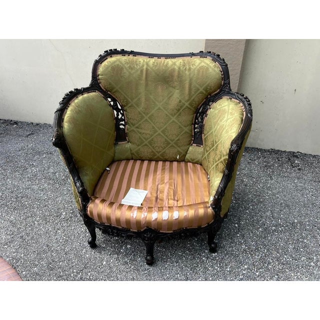 Victorian Carved Dark Walnut Sofa and Chair For Sale - Image 12 of 18