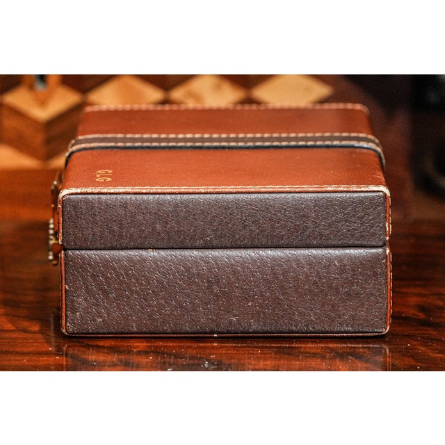 Luxurious Leather Vintage Mark Cross Men's Jewelry Box Dresser Home Decor For Sale - Image 11 of 12