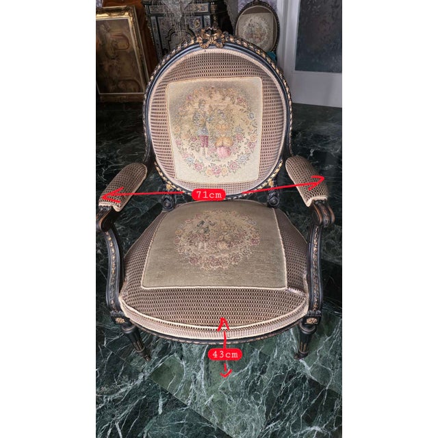 Antique Louis XVI Armchairs, 1890s, Set of 2 For Sale - Image 6 of 11