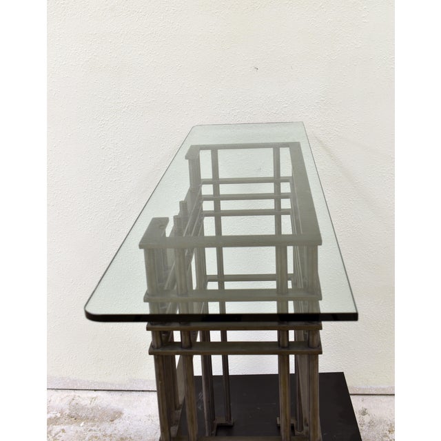 Minimalist Industrial Steel Entry Table With Mirror For Sale - Image 9 of 10