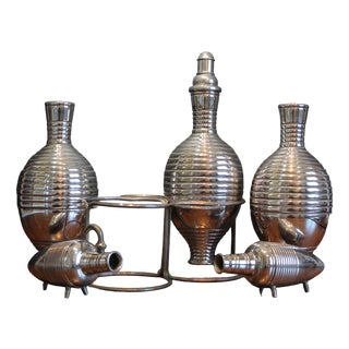 Italian Art Deco Silver-Plated Decanters from Calegaro, 1920s, Set of 5 For Sale