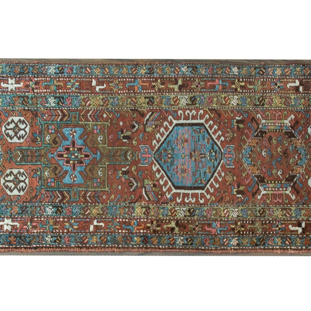 Brick Red Early 20th Century Heriz Runner For Sale - Image 8 of 15