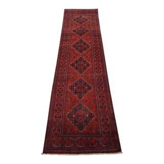 Turkmen Runner 2’6” X 9’5” Red Wool Tribal Hand-Knotted Oriental Rug For Sale
