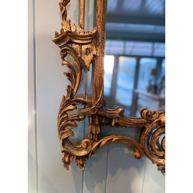 Gold Mid-Century Italian Florentine Giltwood Pagoda Mirror For Sale - Image 8 of 13