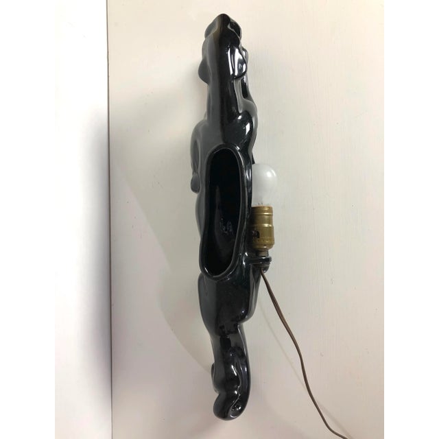 Mid-Century Modern Mid-Century Modern Black Ceramic Panther Lamp With Planter For Sale - Image 3 of 8