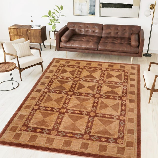 "Enhance the ambiance of your home with this magnificent Persian-influenced Turkish hand-knotted rug made by skilled...