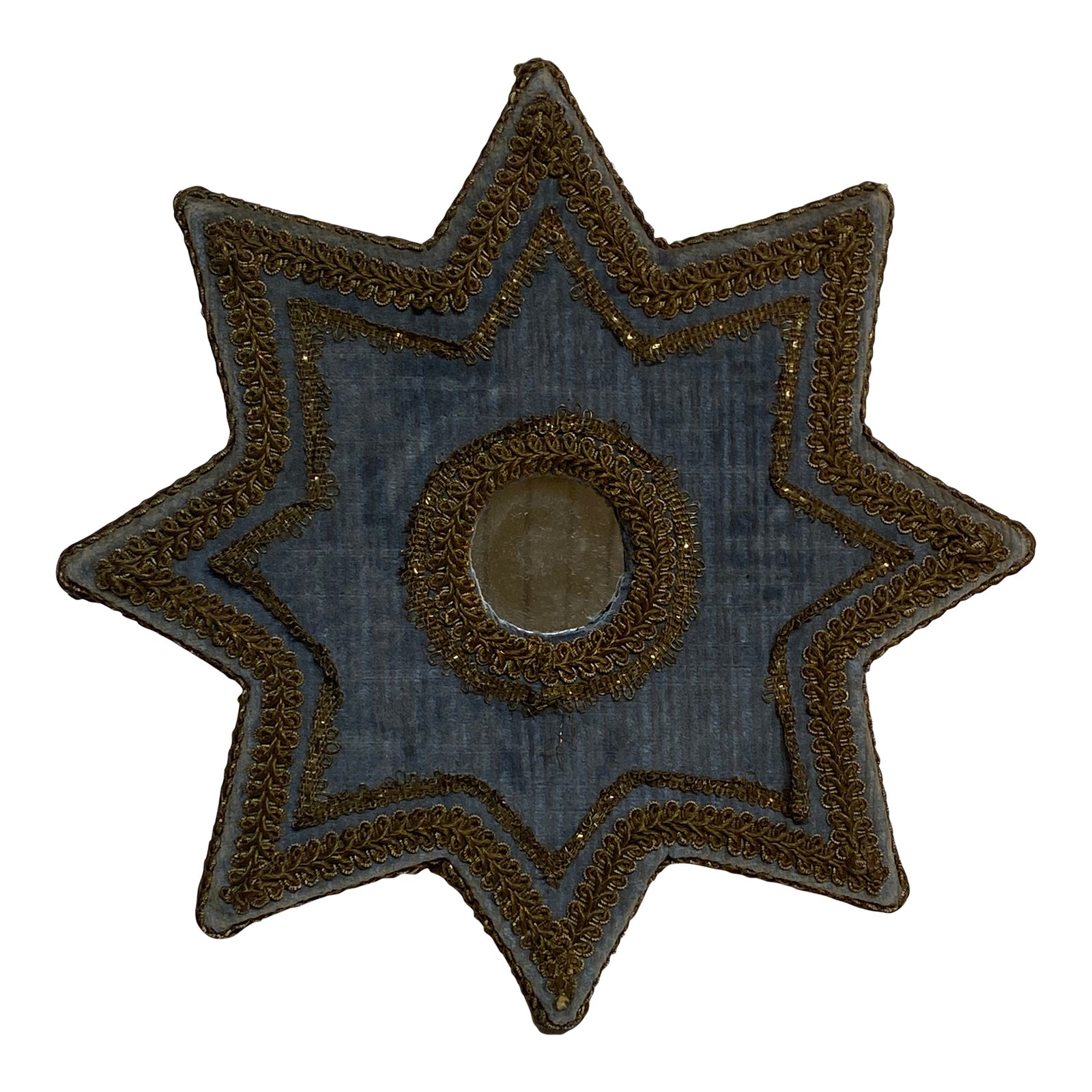 Early 20th Century Velvet and Gold Thread Octagram Star of Venus Mirror ...