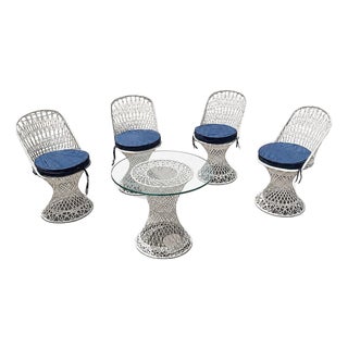 Mid 20th Century Spun Fiberglass Four Chairs & Large Table Outdoor Patio Set by Russell Woodard, Attributed For Sale