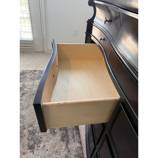 11-Drawer Traditional Espresso Bow-Front Dresser With Mirror & Jewelry Storage For Sale - Image 11 of 14