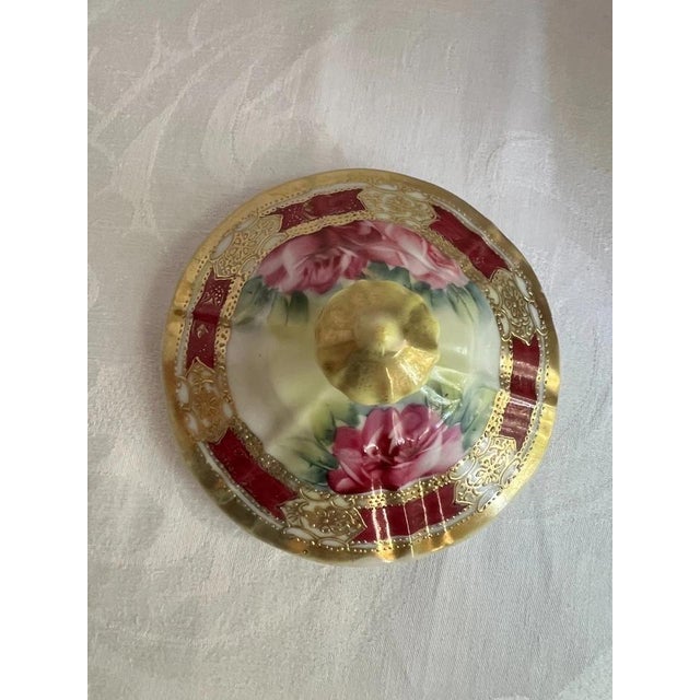 Mauve Antique Nippon Morimura Floral Moriage Biscuit Jar, Gold & Mauve For Sale - Image 8 of 15