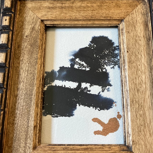 Contemporary original abstract painting done with ink. Framed. Measures 4x6 or 8x10 framed. Check out my shop Robins Egg...