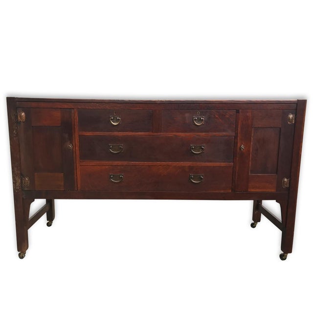 Antique Signed Stickley Brothers Mission Arts & Crafts Buffet Server