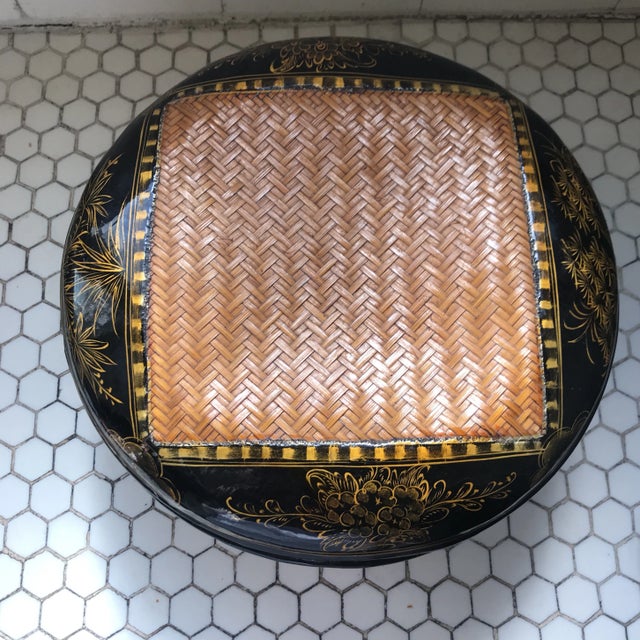 Asian Black Lacquer Woven Box For Sale - Image 11 of 11