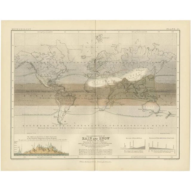Rain and Snow Map by A.K. Johnston, 1852 For Sale - Image 11 of 11