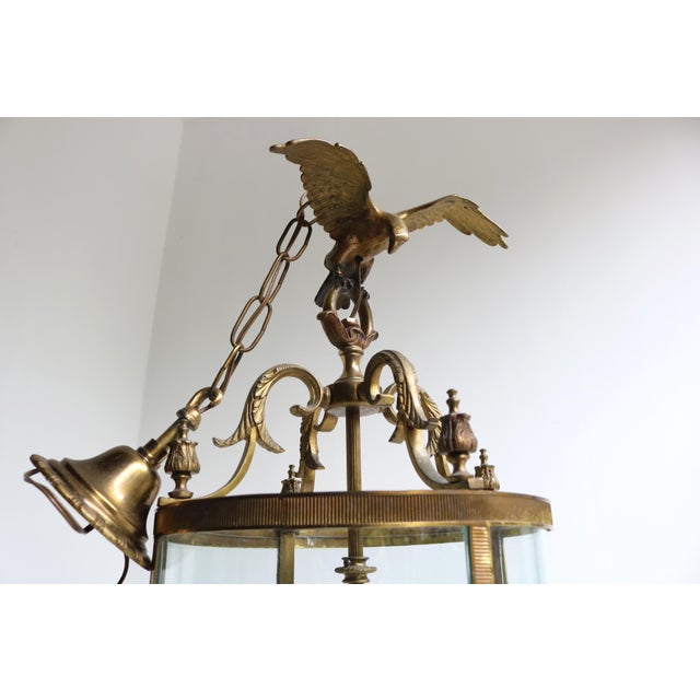 Goldenrod Mid-Century Modern Eagle Lantern Pendant in Brass and Glass, 1960s For Sale - Image 8 of 12