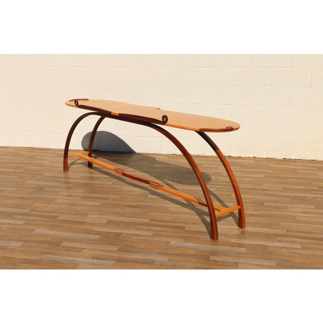 Mid-Century Sculptural Bird’s-Eye Maple & Rosewood Console Table, 1980s For Sale - Image 14 of 18