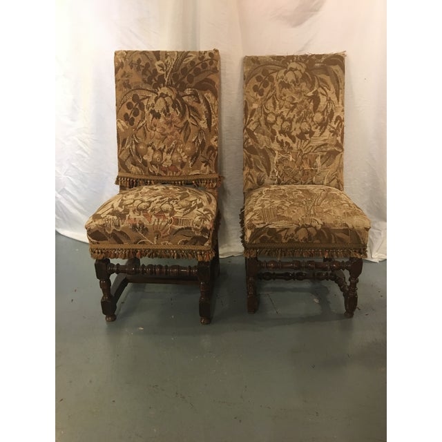 Tan Antique Louis XVIII Period Side Chairs With 19th Century Upholstery - a Pair For Sale - Image 8 of 8