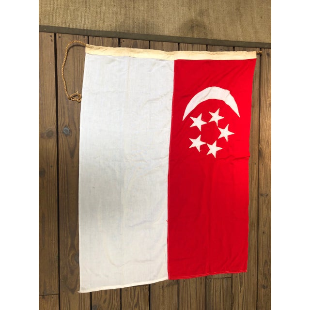 Scarlet Vintage Nautical Cotton Flag of Singapore For Sale - Image 8 of 8