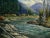 Beautiful American realist view of Pack River in Sandpoint, Idaho by Laura Lindberg (American, 1904-1976). Signed lower...