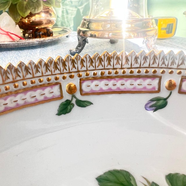 2000 - 2009 Stunning Flora Danica 8 3/4” serving bowl // Royal Copenhagen Denmark // Viola Mirabilis L // hand painted luxury fine china // fine art For Sale - Image 5 of 10