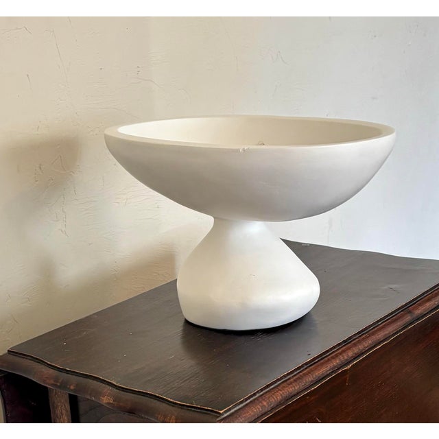 Contemporary Global Views Sculptural Matte White Ceramic Pedestal Bowl For Sale - Image 3 of 4